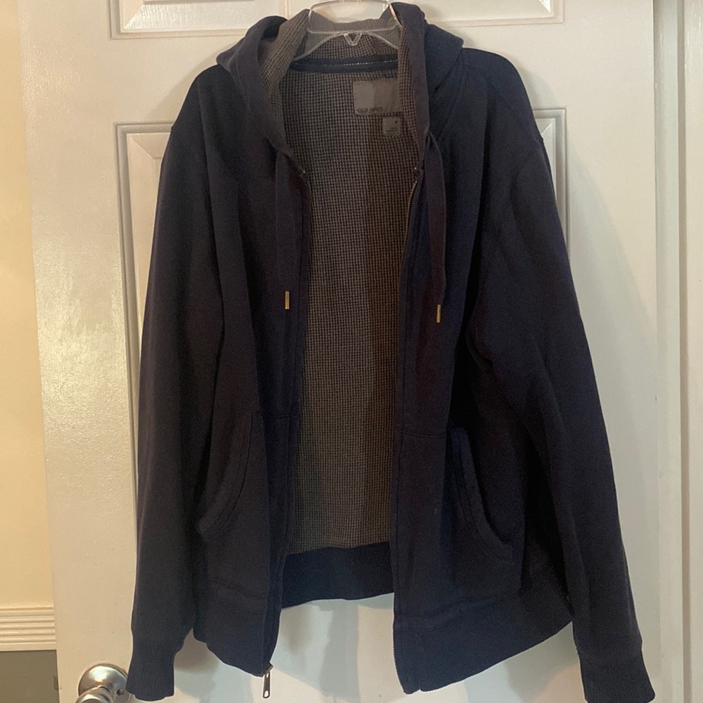Mens old navy medium waffle knit zip up hooded jacket